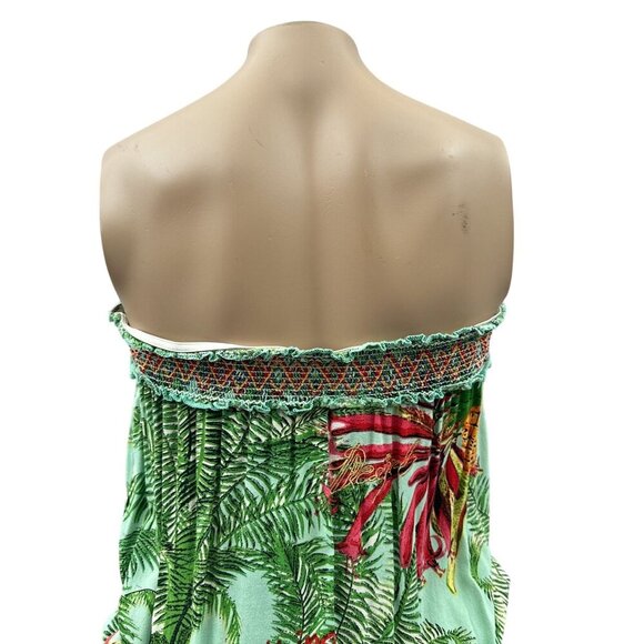 Desigual Strapless‎ Tube Boho Tropical Print Romper Pineapples Palm Trees XS - Picture 12 of 13